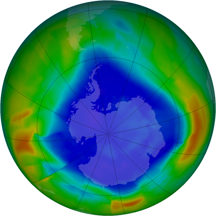 Antarctic ozone map for 04 September 2011